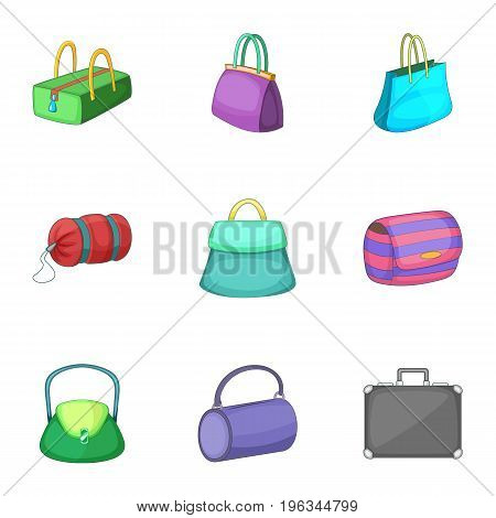 Various types of bags icons set. Cartoon set of 9 various types of bags vector icons for web isolated on white background