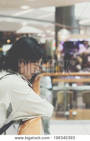 Asian Women 40S White Skin In Shopping Mall