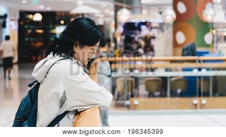 Asian Women 40S White Skin In Shopping Mall