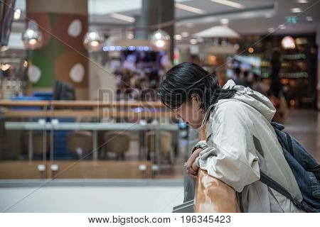 Asian Women 40S White Skin In Shopping Mall