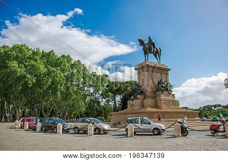 Roma, Italy - May 24, 2013. View of monument in honor of Garibaldi (Italian hero) in the Gianicolo Park at Rome, the incredible city of the Ancient Era, known as 