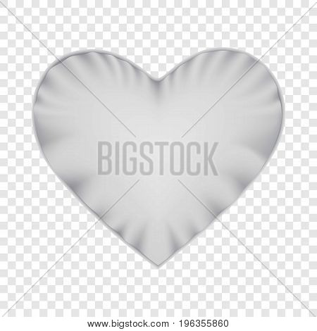 White heart shape pillow mockup. Realistic illustration of white heart shape pillow vector mockup for web