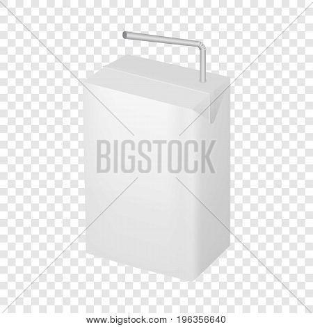 Milk or juice carton package with straw mockup. Realistic illustration of milk or juice carton package with straw vector mockup for web