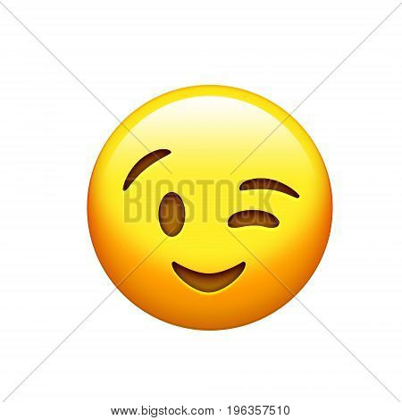 The isolated yellow smiley face and single wink icon