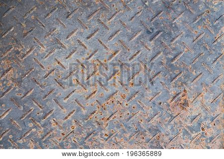 Old Seamless Steel Diamond Plate Texture, Black And White Rusty Texture.