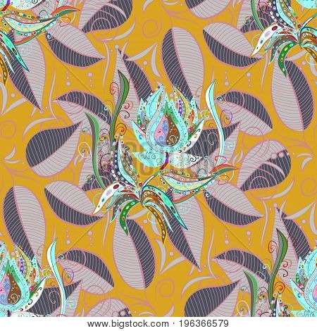 Flat Leaf Elements Design. Colour Spring Theme seamless pattern Background. Children style. Seamless vector background with leaves.