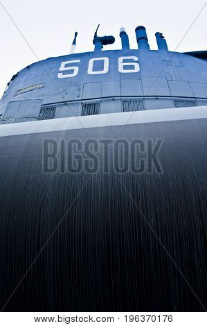 detail of a submarine in a museum of milan