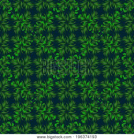 Leaves On Colorful Background In Watercolor Style. Seamless Floral Pattern In Vector Illustration.