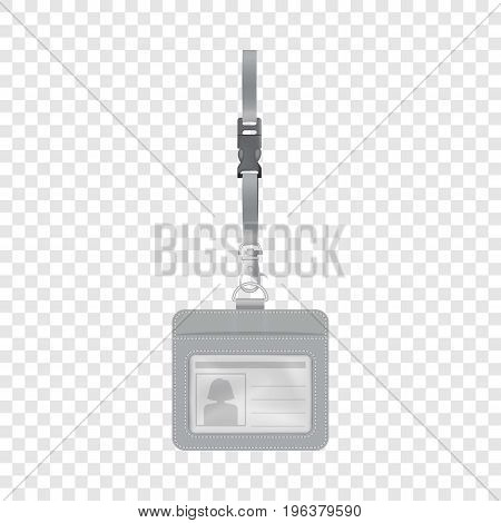 Blank badge with neckband mockup. Realistic illustration of blank badge with neckband vector mockup for web
