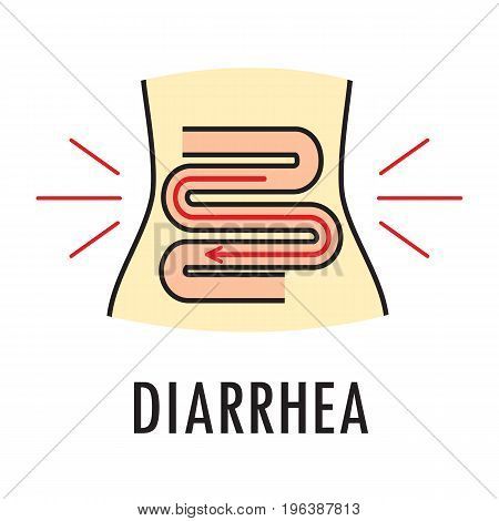 Diarrhea or food poisoning. Logo or icon template in colored linear style isolated on white background. Eps10