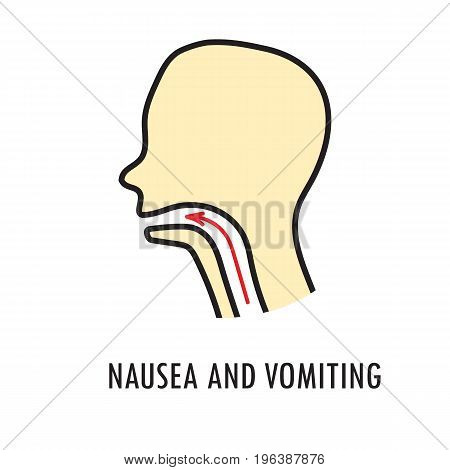 Nausea and vomiting. Logo or icon template in colored linear style isolated on white background. Eps10