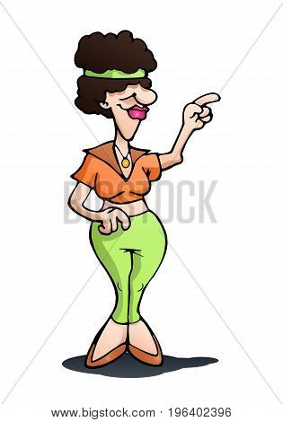 illustration of a disco queen dancing on isolated white background