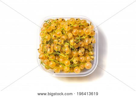 Redcurrant In A Glass Bowl On A White Background