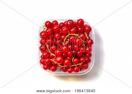 Redcurrant In A Glass Bowl On A White Background