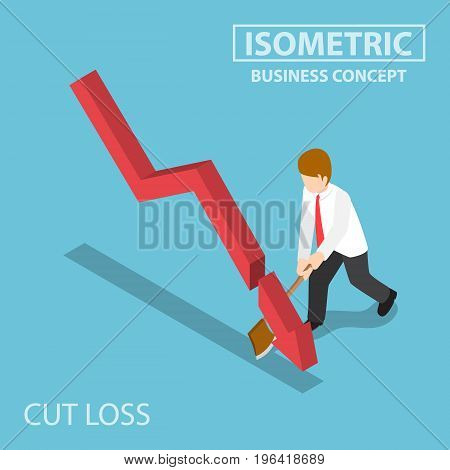 Isometric Business Cut Falling Graph By Axe