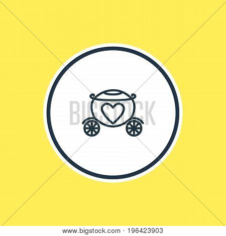 Vector Illustration Of Brougham Outline. Beautiful Wedding Element Also Can Be Used As Chariot Element.
