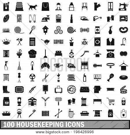 100 housekeeping icons set in simple style for any design vector illustration