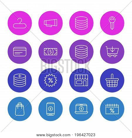 Editable Pack Of Pottle, Money, Minus And Other Elements. Vector Illustration Of 16 Commerce Icons.