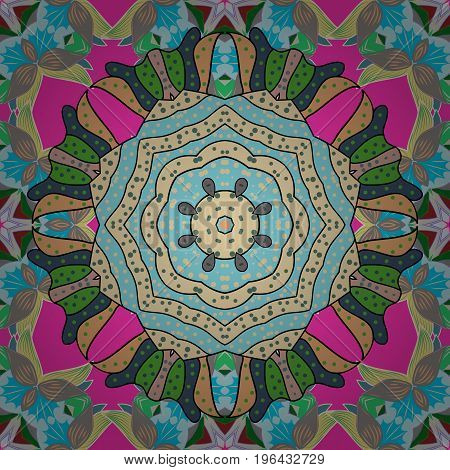 Image for adult coloring books tattoo decorate plates porcelain ceramics crockery. Eps 10. Vector Mandala with hand drawn elements and flowers in Arabic Indian turkish pakistan ottoman motifs