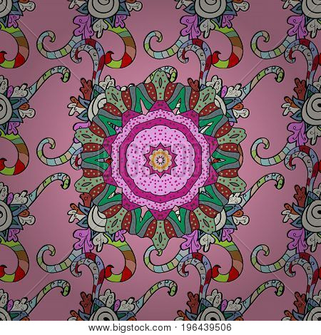 Decorative ornate round mandala. Vintage vector pattern. Colored stickers flash temporary tattoo mehndi and yoga design boho magic symbol. Colored over. Invitation wedding card scrapbooking.