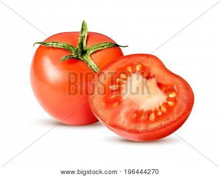 Sliced fresh tomatoes isolated on white background with clipping path.