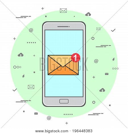 Sending or receiving email. E-mail marketing concept. Line Art design. Vector illustration