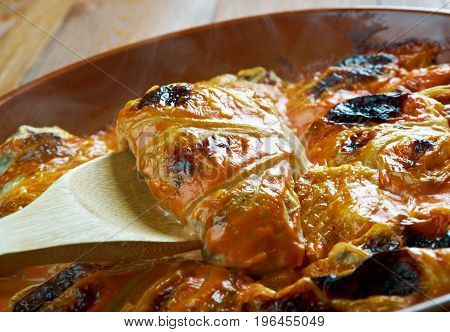 Kaalikaaryleet - Finnish stuffed cabbage. close up meal