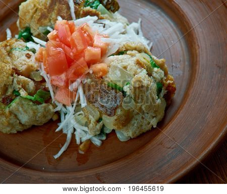 Knedle tyrolska - polish bread dumplings. close up meal