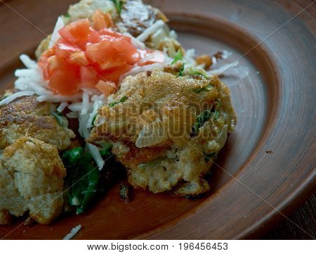 Knedle tyrolska - polish bread dumplings. close up meal