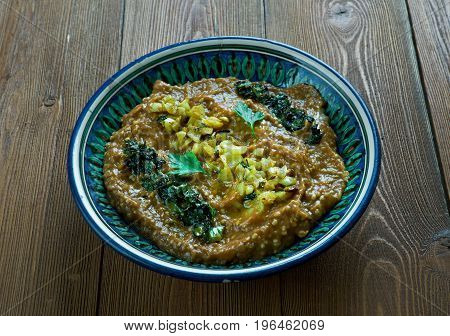 Kashk e Bademjan Persian Eggplant Dish. close up meal