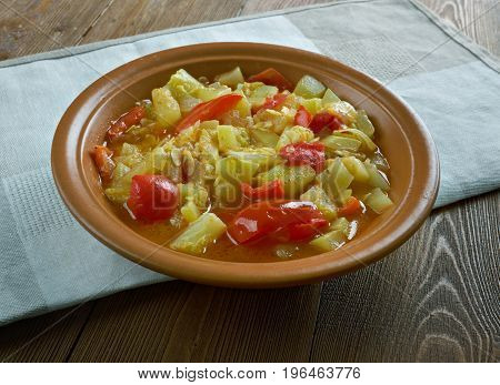 Mixed vegetable kurma.Indian Dish. close up meal
