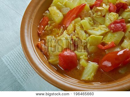 Mixed vegetable kurma. Indian Dish. close up