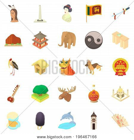 Travel to Asia icons set. Cartoon set of 25 travel to asia vector icons for web isolated on white background
