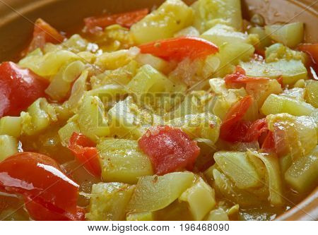 Mixed vegetable kurma. Indian Dish. close up.