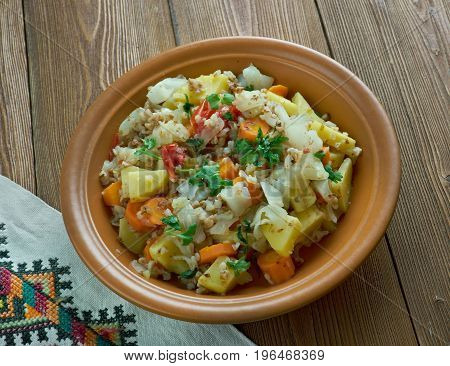 gerlash Lithuanian kapusta vegetable stew. close up