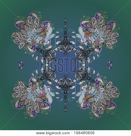 Vector illustration. Snowflake background. Vector christmas abstract colorful background with falling snowflake.