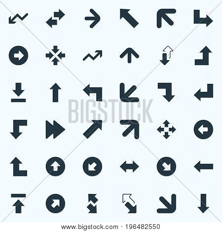 Vector Illustration Set Of Simple Indicator Icons. Elements Right Direction, Transfer, Reverse And Other Synonyms Retrogression, Cursor And Slanted.
