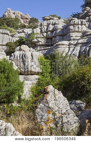 Karstic rock formations at Torcal de Antequera National Park Malaga Spain