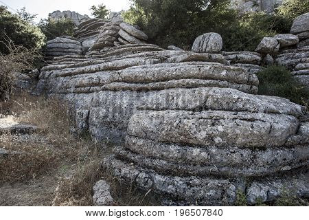 Karstic rock formations at Torcal de Antequera National Park Malaga Spain