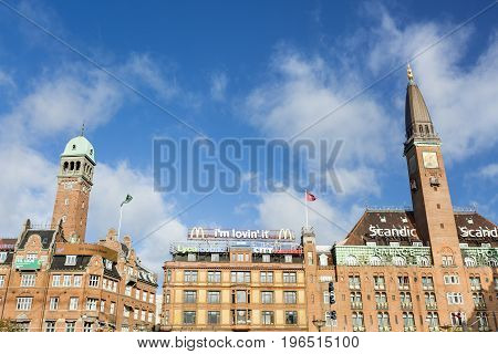 Scandic Palace Hotel And Old Buildings In Copenhagen, Denmark, Editorial