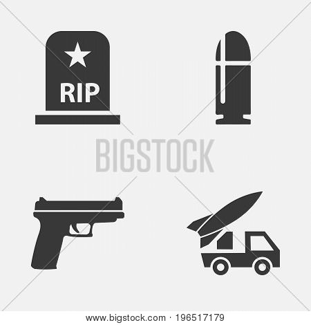 Warfare Icons Set. Collection Of Slug, Ordnance, Rip And Other Elements