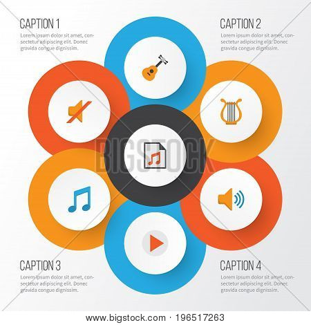 Multimedia Flat Icons Set. Collection Of Quiet, Tone, Button And Other Elements