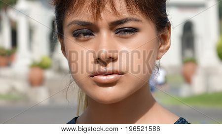 Close Up of a Serious Latina Youngster