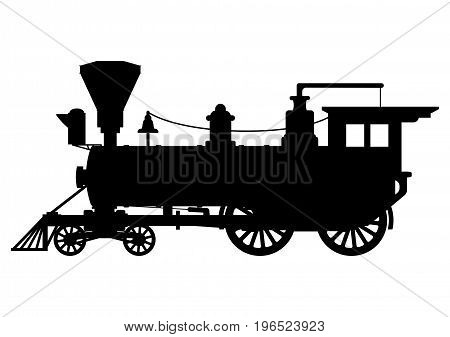 Silhouette steam locomotive. Isolated on white background