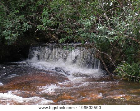 Waterfall in French Guyana rainforest, south america