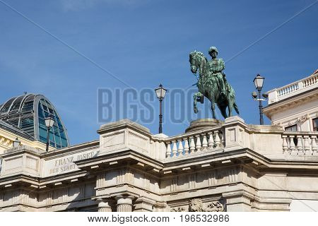 Statue Of Albert In Front Of The Albertina Art Museum. Vienna