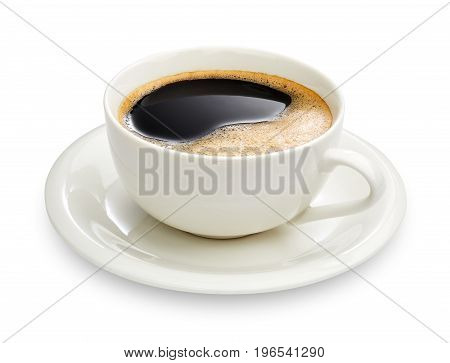 Cup of black coffee isolated on white background