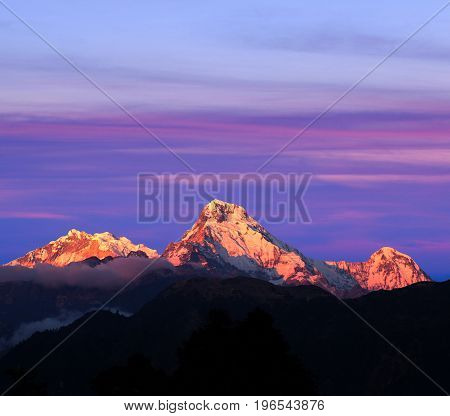 Panorama Of Mount Annapurna South - View From Poon Hill On Annapurna Circuit Trek, Nepal
