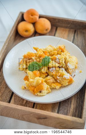 Home made Traditional austrian kaiserschmarrn with apricots