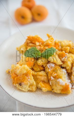 Home made Traditional austrian kaiserschmarrn with apricots